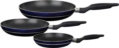 Immagine prodotto di Set da 3 pezzi in alluminio, blu/nero, 28 cm, antiaderente