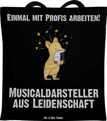 Produktbild von Mr. & Mrs. Panda Schultasche Musicaldarsteller Leidenschaft - Schwarz - Geschenk, Jutebeutel, Beutel, Tote Bag, Einkaufstasche, Tasche, Laptoptasche