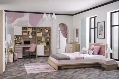 Produktbild von Kinderzimmer Kinderbett Bett Holz Rosa Garnitur Kindermöbel Set 9tlg