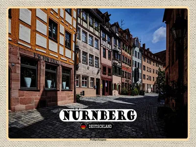 Produktbild von vianmo Holzschild 30x40 cm Nürnberg Weißgebergasse Bildmotiv Reisemotiv Abenteuer Reisen