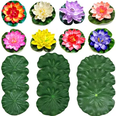 Image de 8 pièces de nénuphars - Fleurs flottantes artificielles - Décoration de bassin - EVA - Différentes couleurs