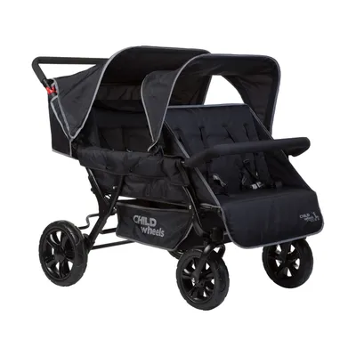 Produktbild von CHILDHOME Zwei-Mal-Zwei Vierlinge Kinderwagen Schwarz CWTB2