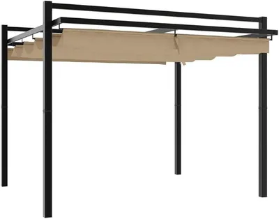 Obrázek produktu pro Zahradní altán s výsuvnou střechou, rozměry 3x3 metry, pergola z hliníku pro zahradu a terasu, robustní altán se stříškou, barva antracit/béžová, rozměry 309,5 x 297 cm