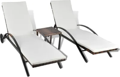 Zdjęcie produktu dla VidaXL 42490, Lounge, Obite siedzisko, Technorattan, Stal, Kremowy, Biały, Poliester, 50 cm