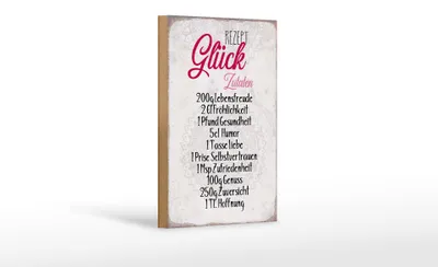 Produktbild von Holzschild Spruch 12x18cm Rezept Glück Zutaten Schild