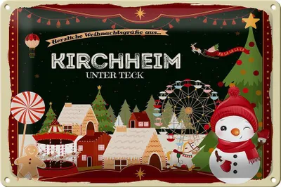 Produktbild von Blechschild Weihnachten Grüße KIRCHHEIM UNTER TECK 30x20cm