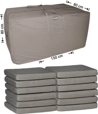 Produktbild von Raffles Covers Polster-Aufbewahrungstasche 150 x 80 x 80 cm | Atmungsaktiv | Wasserdicht | UV-beständig | Doppelnähte | Handgriffe