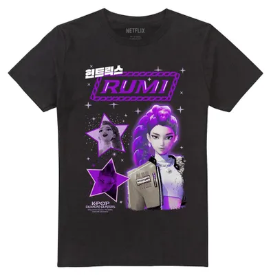 Productafbeelding van K-Pop Demon Hunters - "Huntrix" T-shirt voor heren/dames, uni model, TV42605 (maat L) (zwart)