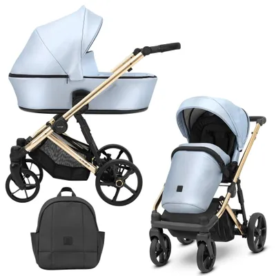 Image de Kunert Arizo Premium 2in1 Poussette éco-cuir bleue avec châssis noir