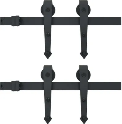 Produktbild von vidaXL Schiebetür-Beschlagsatz 2x183 cm Stahl Schwarz