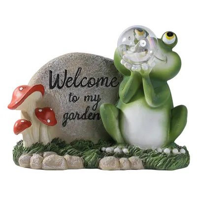 Obrázek produktu pro Zahradní solární světla Resin Frog Moulded Decor Statue Pathway Lamp Cartoon Cute Dekorace pro venkovní venkovní prostředí