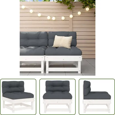 Produktbild von The Living Store Mittelsofa mit Kissen Weiß Massivholz Kiefer