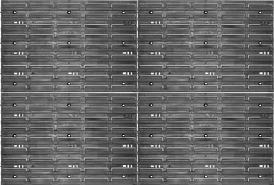 A collage of four identical images showing a storage system made of PP plastic.