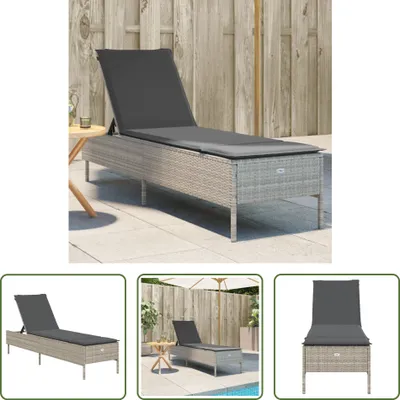 Produktbild von The Living Store Sonnenliege mit Auflage Hellgrau Poly Rattan