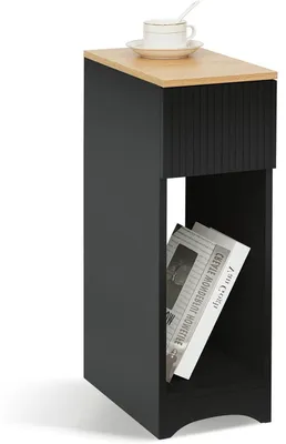 Produktbild von Nachttisch mit Schublade 20x60x35cm Schwarz Spanplatte