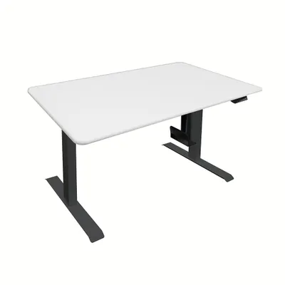Produktbild von HOME DELUXE - Höhenverstellbarer Schreibtisch LUMINA - Gestell: Schwarz, Platte: Weiß, Maße: 120 x 60 cm, Kohlenstoffstahl, inkl. PC-Halterung, USB Stecker und Aufbewahrungstasche I Arbeitsplatz Bürotisch