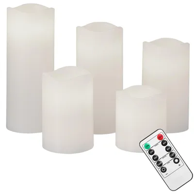 Produktbild von MONZANA® LED Kerzen mit Timerfunktion 10er Set flackernd Echtwachs batteriebetrieben mit Fernbedienung dimmbar in Warmweiß 5 Größen ø7,5cm