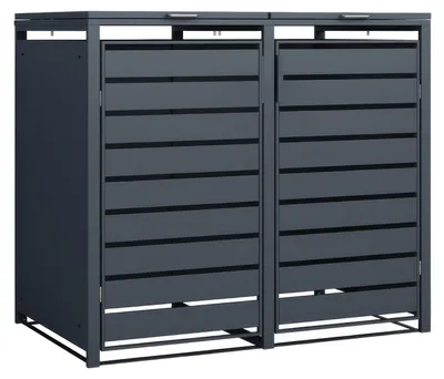 Productafbeelding van Westmann Metall afvalcontainerbox, model Kubus, voor 2 containers, inhoud 2 x 240 liter, antracietkleurig, afmetingen 132x80x116 cm
