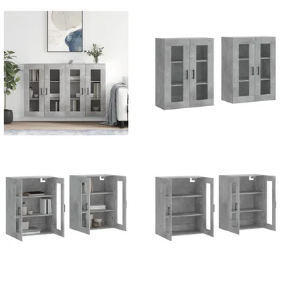 Produktbild von vidaXL Wandschränke 2 Stk. Betongrau Holzwerkstoff - Wandschrank - Wandschränke - Schrank - Lagerschrank