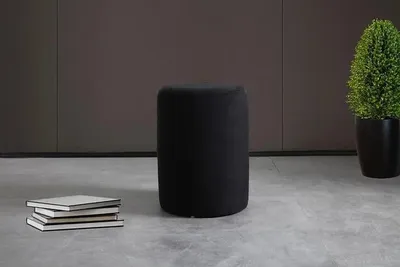 Image de Tabouret noir salon polyester rembourré tabouret de luxe