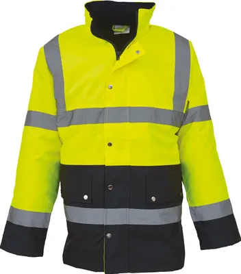 Produktbild von YOKO HVP302 | High Visibility Herren Arbeitsjacke | EN ISO 20471:2013 - Farbe: Hi-Vis Yellow/Navy - Größe: 3XL