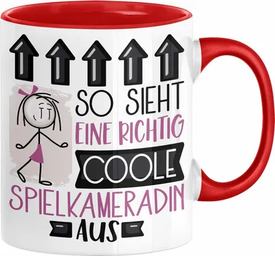 Produktbild von Spielkameradin Geschenk Tasse Lustig Geschenkidee für Spielkameradin Geburtstag So Sieht Eine Richtig Coole Spielkameradin Aus Frauen Spruch (Rot)