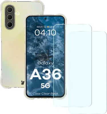 Produktbild von Bizon Case Clear Pack Hülle + 2x Displayschutzglas für Samsung Galaxy A36 5G
