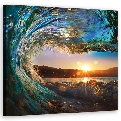 Produktbild von Leinwandbild landschaften - orange 60x60 cm Feeby blau wandbild bereit zum aufhängen