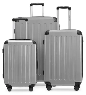 Produktbild von HAUPTSTADTKOFFER - Alex - Koffer-Set 3-teilig, Rollkoffer Trolleys 4 Rollen mit Erweiterung, Handgepäck und Check-In Gepäck für jede Reiseart, TSA,Silber