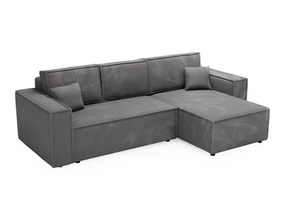Produktbild von GrainGold 4-Sitzer Ecksofa Prato XL - gepolstertes Ecksofa L mit Schlaffunktion und Bettkasten - Dunkelgrau (Top 95)