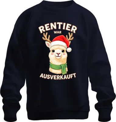 Produktbild von Rentier war t Alpaka Weihnachten lustig Geschenk Uni Sweatshirt Pullover, Navy, S