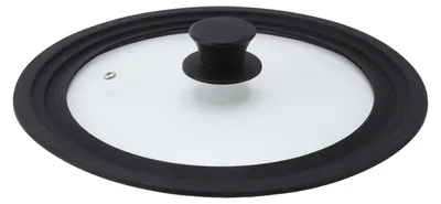 Produktbild von Runder Glastopfdeckel, hitzebeständiger Silikonrand, universelle Küchenpfannenabdeckung für Töpfe mit 24 cm, 26 cm und 28 cm Durchmesser