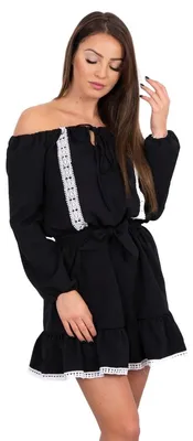 Produktbild von Schwarzes schulterfreies Spitzenkleid