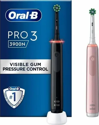 Obrázek produktu pro Oral-B Pro 3 3900N Gift Edition, Dospělý, Oscilačně rotační kartáček, Denní péče, Citlivý, Bělicí, Černá, Růžová, Baterie, Zabudovaná baterie