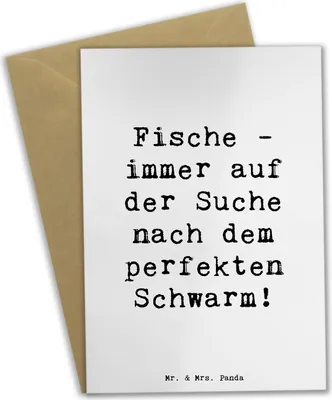Produktbild von Mr. & Mrs. Panda babykarte Spruch Fische Schwarm - Weiß - Geschenk, Meerestiere, Tierkreiszeichen, Horoskop, Meeresliebe, osterkarten, hochzeitskarten, Sternzeichen