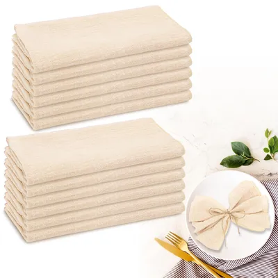 Stoffservietten aus Baumwolle, 12 Stück, 42 x 42 cm, beige