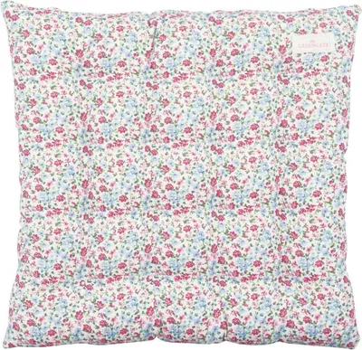 Produktbild von Greengate Sitzkissen LOUISA Weiß mit Blumen Muster 40x40 Stuhlkissen Sitzauflage