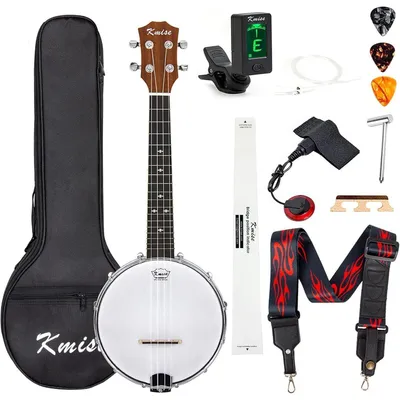 Produktbild von Banjolele Konzert-Ukulele 4 Saiten mit Piezo-Tonabnehmer und Gurt
