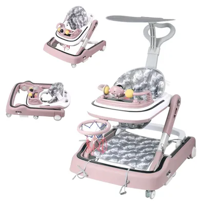 Produktbild von Baby Lauflernhilfe 3-in-1 - Gehfrei - Klappbar - Höhenverstellbar - Abnehmbares Essbrett - Spielcenter Mit Basketballkorb - Ab 6 Monaten Bis 20 kg, Rosa