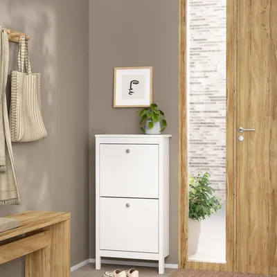 Immagine prodotto di Dmora Scarpiera Tisoy 24.6x53.8x102.9h cm Bianco, 8 Paia 2 Ante