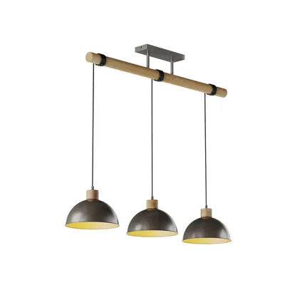 Produktbild von Lindby Hängeleuchte Holgar, grau, 3-flg., Holz, Metall, E27
