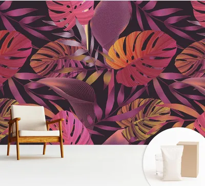 Zdjęcie produktu dla Fototapeta samoprzylepna – 312 x 219 cm – tapeta – tapeta ścienna – obrazy ścienne – folia samoprzylepna – folia dekoracyjna – tapeta foliowa – ściana – dekoracja – salon – egzotyczne liście