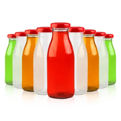 Zdjęcie produktu dla SuperButelki - 50x Butelka szklana SOK 250ml, na soki, nalewki, wodę, wodę 1 sztuka 0,25l z zakrętką, uniwersalne butelki szklane, zestaw butelek