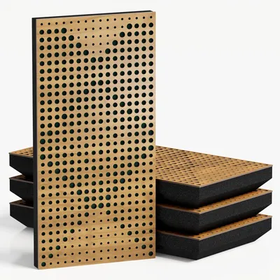 Productafbeelding van Set van 10 smalle akoestische panelen WILDS-F, 50x25x5 cm, eiken/groen