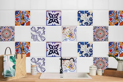 Produktbild von 24 Stück Laminierter Aufkleber Küchen Wandfliesen Fliesenaufkleber Bunte Vielfalt 10 x 10 cm