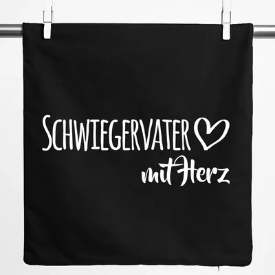 Produktbild von Huuraa Kissenbezug Schwiegervater mit Herz 40x40cm Black Baumwolle Dekokissenbezug Geschenkidee