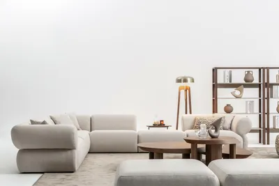 Immagine prodotto di Accogliente divano angolare a L beige imbottito divano zona giorno divano nuovo
