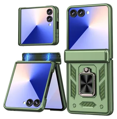 Produktbild von Für Samsung Galaxy Z Flip7 5G TPU PC Ringhalter Kamera Slider Schutz Hülle Grün
