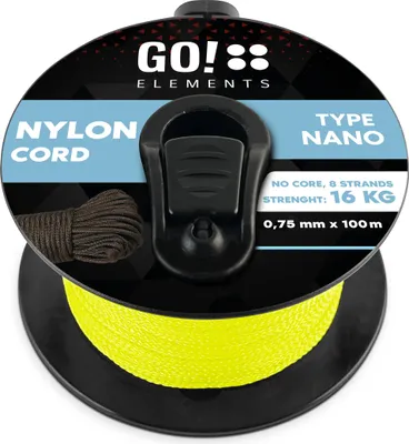 Produktbild von GO!elements 100m Nano Cord Seil aus reißfester Nylonschnur - 0,75mm Nano Cord Typ Nano Schnur - geeignet als Allzweckseil & Reepschnur - Max. 16kg, Farbe: Neon