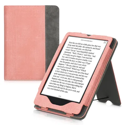 Produktbild von kwmobile Hülle kompatibel mit Amazon Kindle Paperwhite 11. Generation 2021 Hülle - Flip Case mit Handschlaufe - Kunstleder Cover - Pink Dunkelgrau